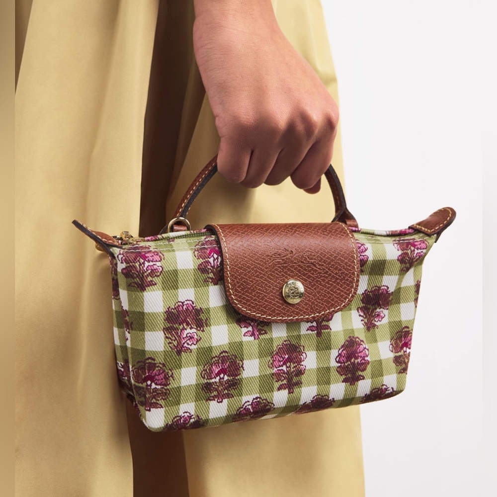 Longchamp XS Le Pliage Pouch In Gingham Print crossbody bag